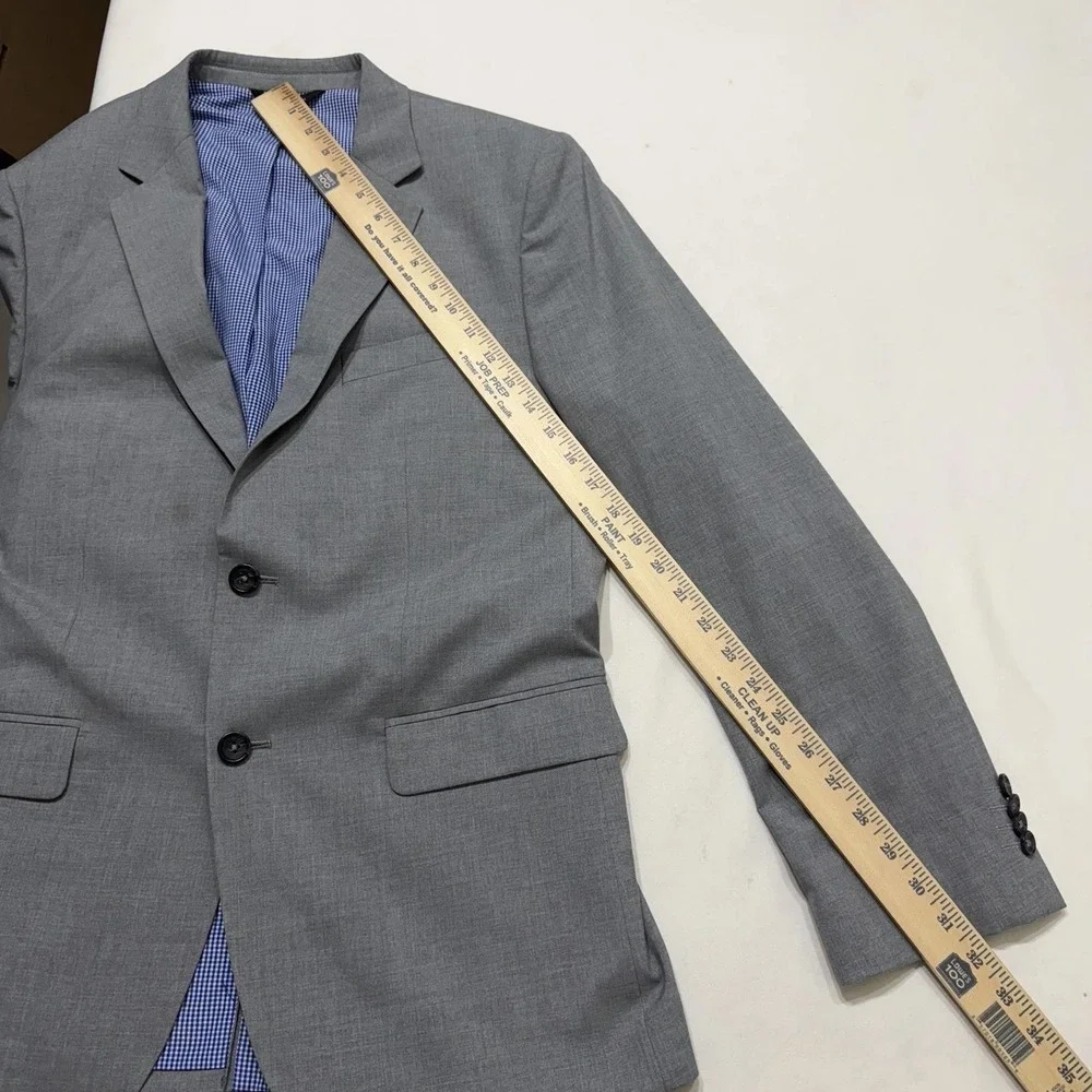 Banana Republic‎ Tailored Fit Blazer 42R Gray Sport Coat Gingham Lined